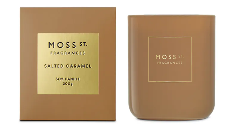 A Moss St. 300g Scented Soy Candle in Salted Caramel blend A Moss St. 300g Scented Soy Candle in Salted Caramel blend