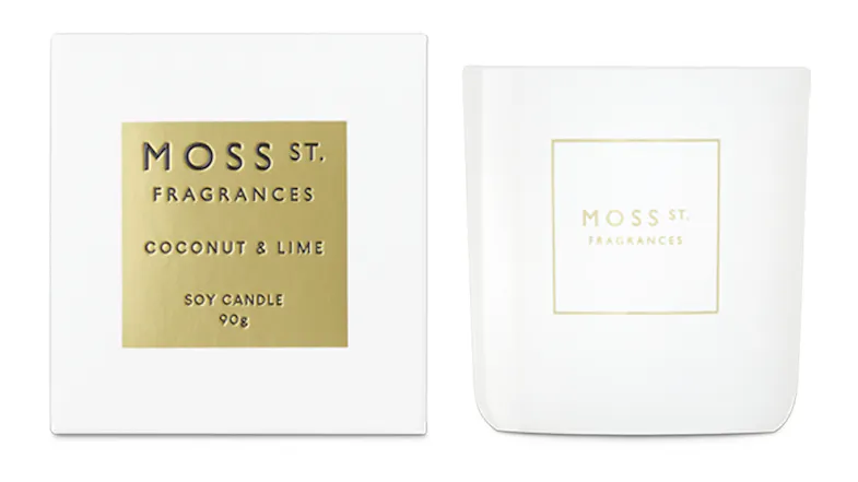 A Moss St. 90g Scented Soy Candle in Coconut & Lime blend A Moss St. 90g Scented Soy Candle in Coconut & Lime blend