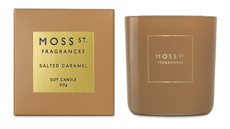 A Moss St. 90g Scented Soy Candle in Salted Caramel blend A Moss St. 90g Scented Soy Candle in Salted Caramel blend