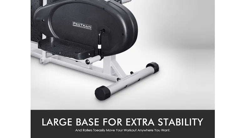 Cardio elliptical trainer with extra-wide base construction for smooth and stable exercise sessions Cardio elliptical trainer with extra-wide base construction for smooth and stable exercise sessions