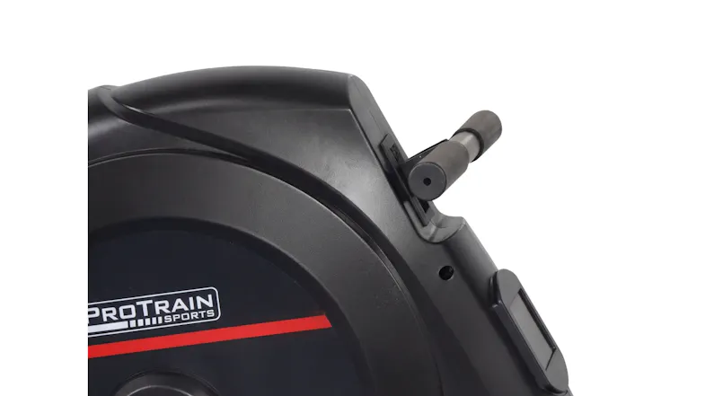 Detailed view of a rowing machine resistance control and an integrated workout monitor Detailed view of a rowing machine resistance control and an integrated workout monitor