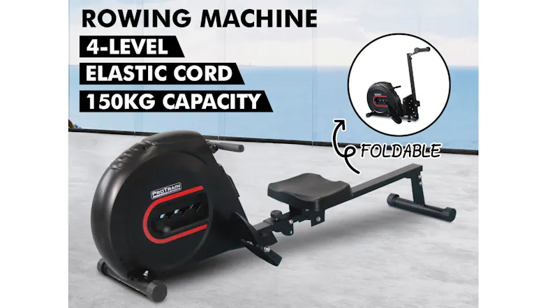 Fitness rowing machine with elastic cord tension and durable build supporting up to 150kg users Fitness rowing machine with elastic cord tension and durable build supporting up to 150kg users