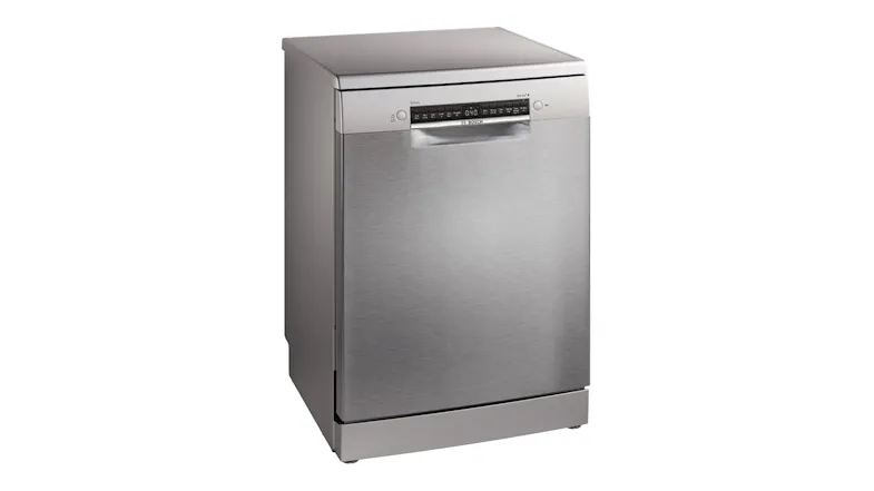 Angled view of the Bosch Series 4 showcasing the metallic Angled view of the Bosch Series 4 showcasing the metallic