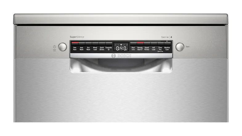 Close-up view of the freestanding dishwasher featuring digital display Close-up view of the freestanding dishwasher featuring digital display
