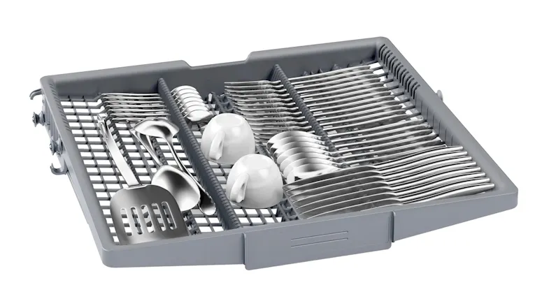 Top tray view showcasing organised cutlery and small kitchen utensils Top tray view showcasing organised cutlery and small kitchen utensils