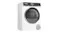 Angled view showcasing the white dryer body with sleek control panel Angled view showcasing the white dryer body with sleek control panel