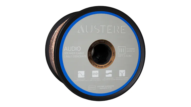 Centred front-facing product shot of the Austere III Series Speaker Cable spool Centred front-facing product shot of the Austere III Series Speaker Cable spool