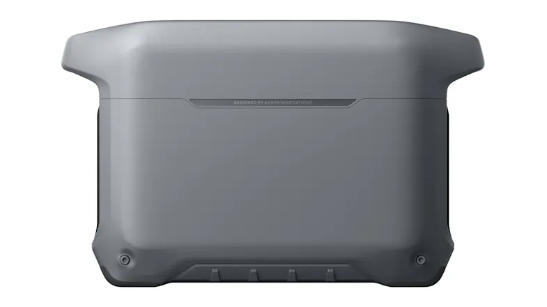 Rear view of Anker SOLIX portable power station with durable housing and integrated carry handles Rear view of Anker SOLIX portable power station with durable housing and integrated carry handles