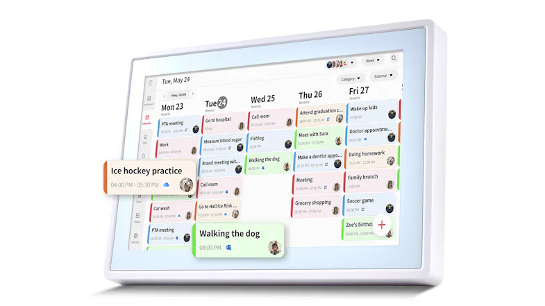 A Jackson Oneplace 10" Digital Family Calendar in a sleek white colour A Jackson Oneplace 10" Digital Family Calendar in a sleek white colour