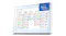 Angled view of the digital calendar featuring interactive UI Angled view of the digital calendar featuring interactive UI