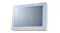 Angled view showcasing rectangular white frame with blank screen Angled view showcasing rectangular white frame with blank screen