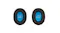 Pair of ear cushions showing bright L and R printed text Pair of ear cushions showing bright L and R printed text