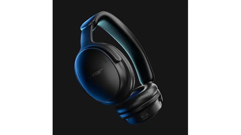 A wireless over-ear headphone highlighting the Bose logo A wireless over-ear headphone highlighting the Bose logo