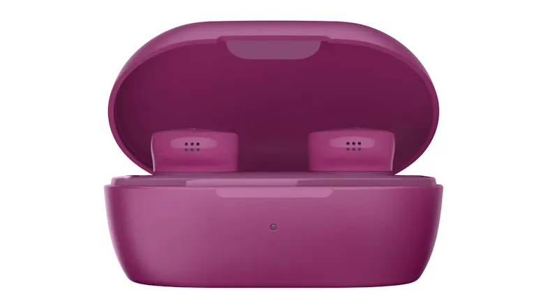 Open charging case with Bose QuietComfort earbuds docked inside, showing the charging compartments Open charging case with Bose QuietComfort earbuds docked inside, showing the charging compartments