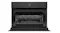 Open door view of Fisher & Paykel combi-microwave showing interior racks and baking tray Open door view of Fisher & Paykel combi-microwave showing interior racks and baking tray