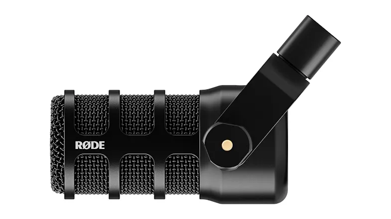 Side view showing the cylindrical microphone with a mounting bracket Side view showing the cylindrical microphone with a mounting bracket