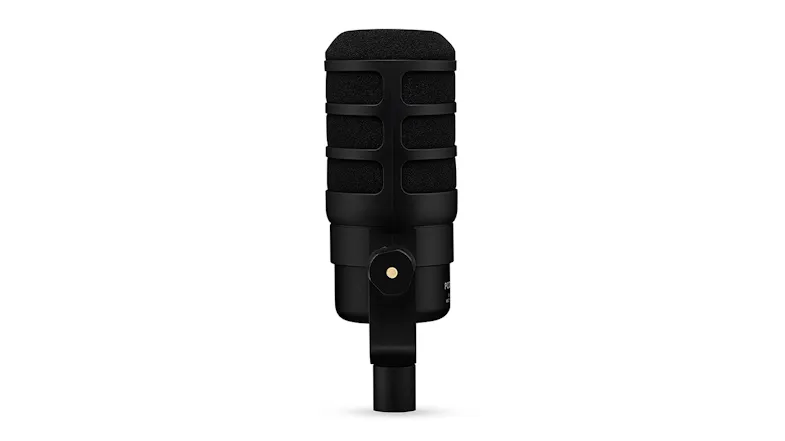 Side profile view highlighting the sleek black mic body and mount Side profile view highlighting the sleek black mic body and mount
