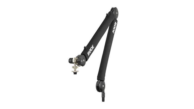A RODE PSA1+ Professional Studio Boom Arm in a sleek black colour A RODE PSA1+ Professional Studio Boom Arm in a sleek black colour