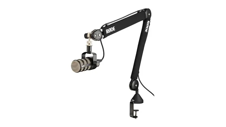 RODE studio boom arm featuring an attached dynamic microphone RODE studio boom arm featuring an attached dynamic microphone
