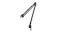 Full view of a black articulated boom arm with a desk clamp Full view of a black articulated boom arm with a desk clamp