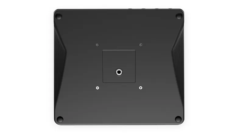 Bottom view showing the flat panel casing of the RODE audio console Bottom view showing the flat panel casing of the RODE audio console