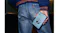 Lifestyle image of a person carrying the blue We Are Rewind Kurt cassette player Lifestyle image of a person carrying the blue We Are Rewind Kurt cassette player