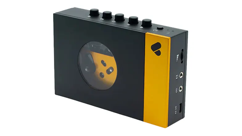 Angled front-side product shot showcasing the cassette window, top-mounted controls, and side ports Angled front-side product shot showcasing the cassette window, top-mounted controls, and side ports