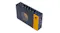 Rear angled view of the black and yellow cassette player highlighting the control buttons Rear angled view of the black and yellow cassette player highlighting the control buttons