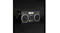 Angled product view of the black portable boombox emphasising the speaker grilles and cassette controls Angled product view of the black portable boombox emphasising the speaker grilles and cassette controls
