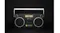 Centred front view of the boombox, featuring twin speakers, cassette deck, and top-mounted controls Centred front view of the boombox, featuring twin speakers, cassette deck, and top-mounted controls