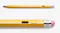 Full and close-up views of a yellow ZAGG stylus showing its USB-C port, power button, and pink cap Full and close-up views of a yellow ZAGG stylus showing its USB-C port, power button, and pink cap