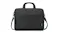 Front view of a black Lenovo laptop briefcase with top handles, a shoulder strap, and an angled front pocket Front view of a black Lenovo laptop briefcase with top handles, a shoulder strap, and an angled front pocket