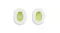 Pair of ear cushions showing bright L and R printed text Pair of ear cushions showing bright L and R printed text