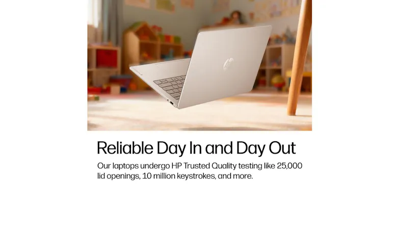 Lifestyle image of the HP OmniBook 3 laptop in use, emphasising portability and everyday productivity Lifestyle image of the HP OmniBook 3 laptop in use, emphasising portability and everyday productivity