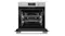 Front view of a brushed silver Fisher & Paykel wall oven with its door open, revealing the interior racks Front view of a brushed silver Fisher & Paykel wall oven with its door open, revealing the interior racks