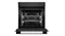 black glass Fisher & Paykel wall oven with its door open, showing two empty chrome wire racks inside black glass Fisher & Paykel wall oven with its door open, showing two empty chrome wire racks inside