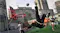 Game scene featuring a player doing a bicycle kick Game scene featuring a player doing a bicycle kick