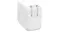 Three-quarter view of the charger displaying the foldable wall plug and compact GaN charger design Three-quarter view of the charger displaying the foldable wall plug and compact GaN charger design