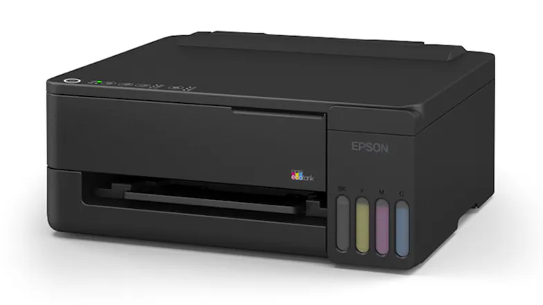 Angled view of Epson printer showcasing sleek design Angled view of Epson printer showcasing sleek design