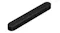 Three-quarter perspective view of the black Sonos Beam Ultra soundbar, highlighting its streamlined construction Three-quarter perspective view of the black Sonos Beam Ultra soundbar, highlighting its streamlined construction