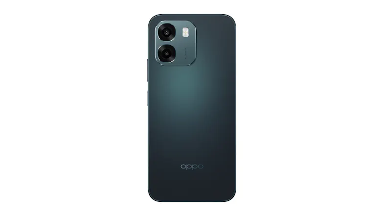 Rear view of Oppo A6 5G in Sapphire Black showing dual cameras Rear view of Oppo A6 5G in Sapphire Black showing dual cameras