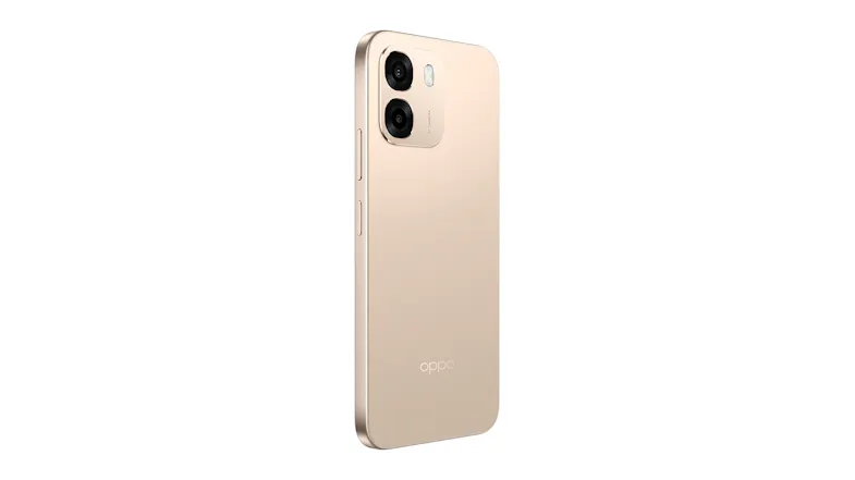 Right-angled back view of the Oppo A6 smartphone showing dual cameras Right-angled back view of the Oppo A6 smartphone showing dual cameras