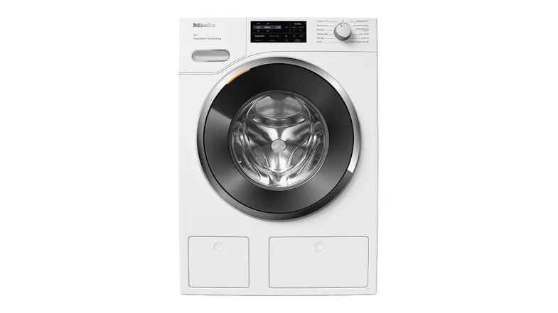 A Miele W1 Series 9kg Front Loader Washing Machine in a lotus white colour A Miele W1 Series 9kg Front Loader Washing Machine in a lotus white colour
