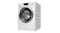 Three-quarter view of the washing machine showcasing the control panel Three-quarter view of the washing machine showcasing the control panel