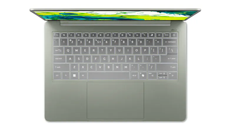Overhead view of the laptop featuring the keyboard and touchpad Overhead view of the laptop featuring the keyboard and touchpad