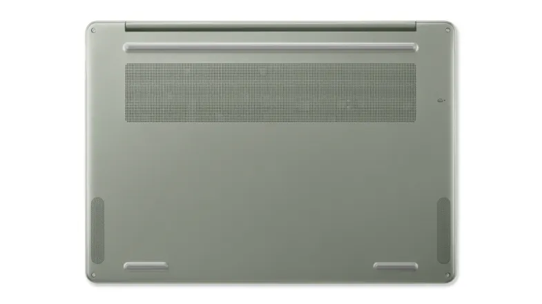 Bottom view of the Acer laptop showcasing ventilation grilles Bottom view of the Acer laptop showcasing ventilation grilles