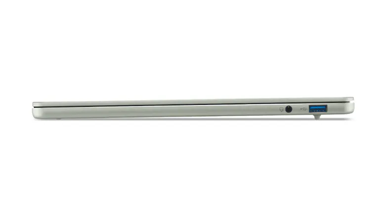 Right profile view of the Acer laptop showcasing side ports Right profile view of the Acer laptop showcasing side ports