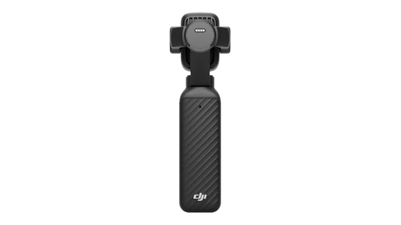 Rear view of the handheld camera showing textured non-slip grip handle Rear view of the handheld camera showing textured non-slip grip handle