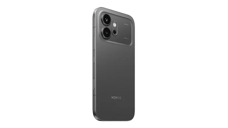 Angled back view of the 5G smartphone with Honor logo Angled back view of the 5G smartphone with Honor logo
