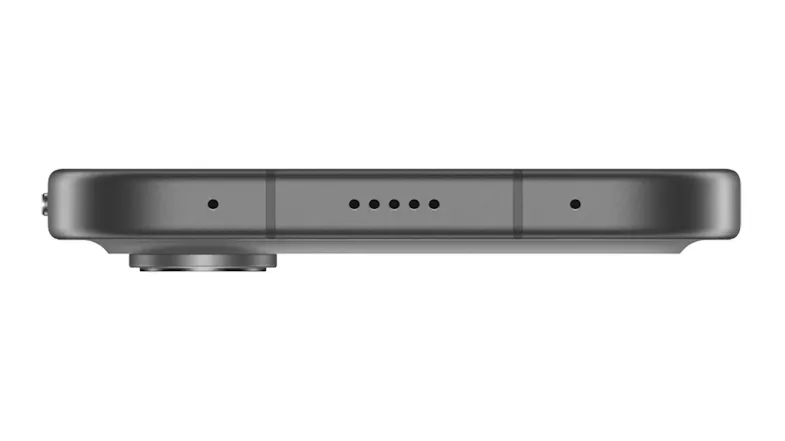 Top edge view of the Honor 600 showcasing the microphone Top edge view of the Honor 600 showcasing the microphone